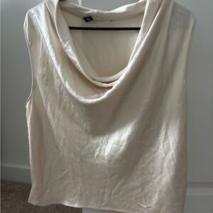 Zara Cream Satin Cowl Neck Top